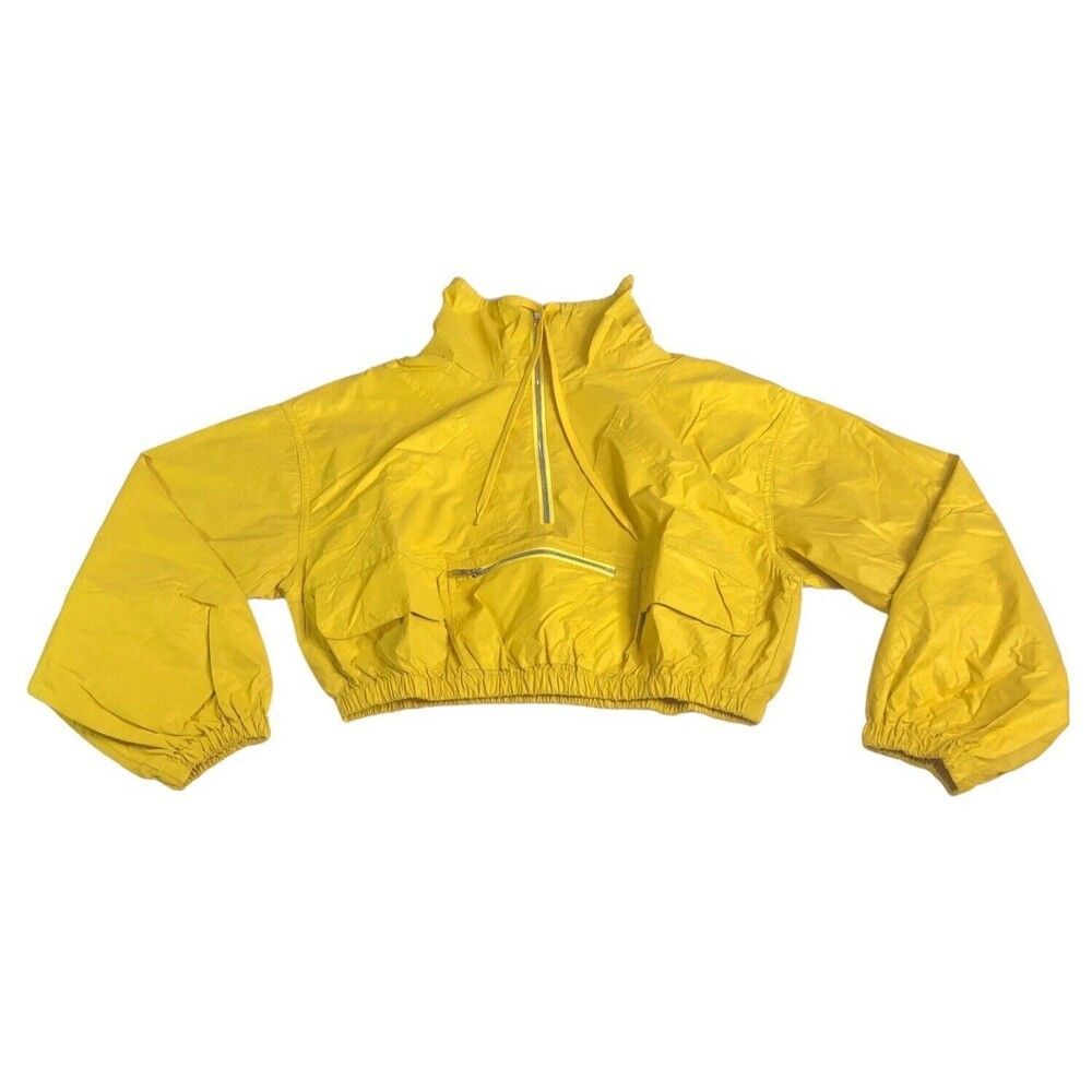 Free People Movement Jacket Women XS Yellow Moonlight Reflective Half Zip Vented